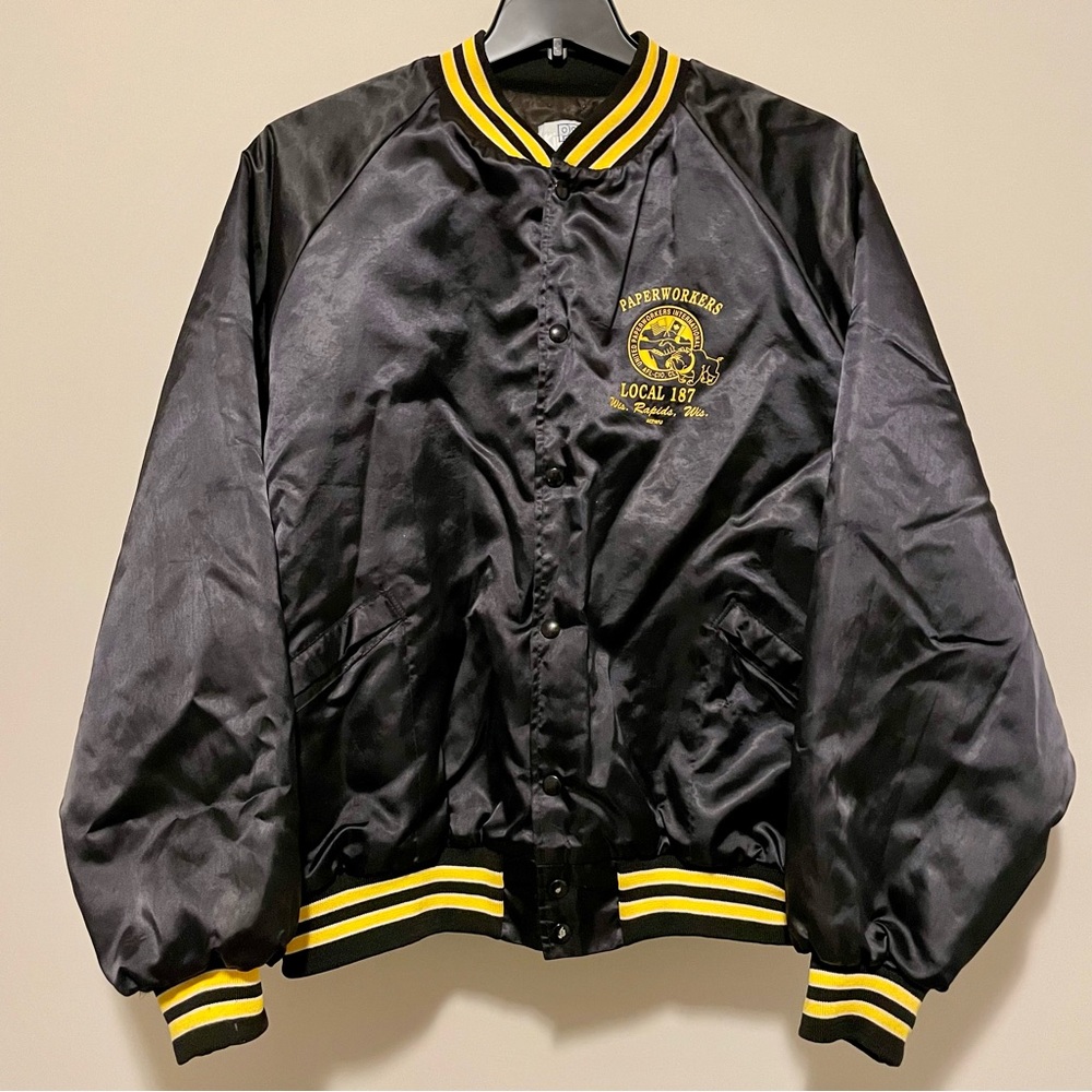 Vintage King Louie Pro Fit Black and Yellow Union Varsity Jacket | Size 3XL